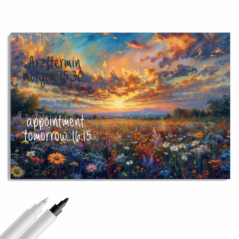 Metall Magnettafel - Gemalte Wildblumen