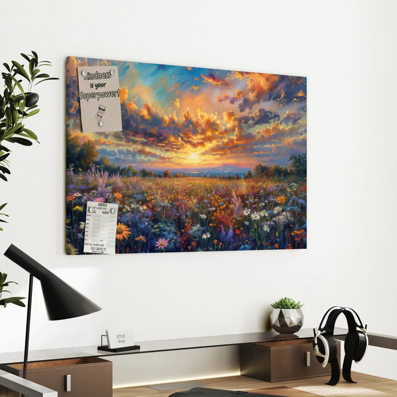 Metall Magnettafel - Gemalte Wildblumen