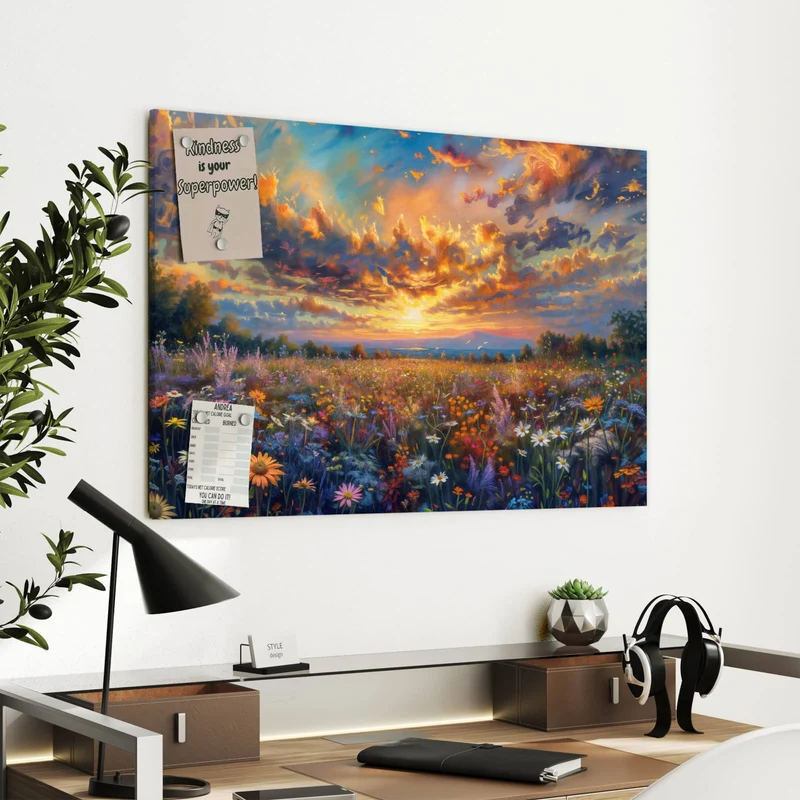 Metall Magnettafel - Gemalte Wildblumen