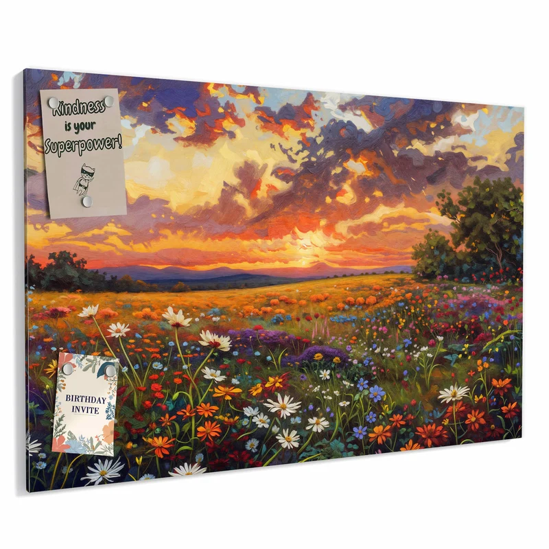 Metall Magnettafel - Wildblumen im Abendrot