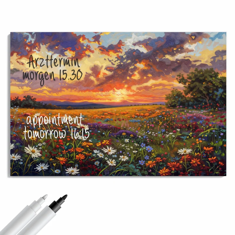 Metall Magnettafel - Wildblumen im Abendrot