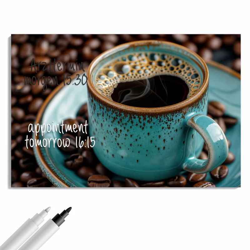 Metall Magnettafel - Türkise Kaffeetasse