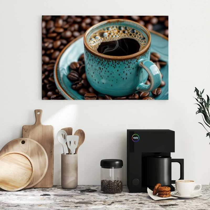 Metall Magnettafel - Türkise Kaffeetasse