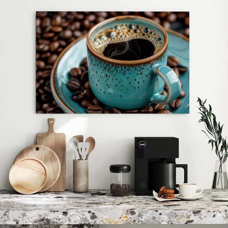 Metall Magnettafel - Türkise Kaffeetasse