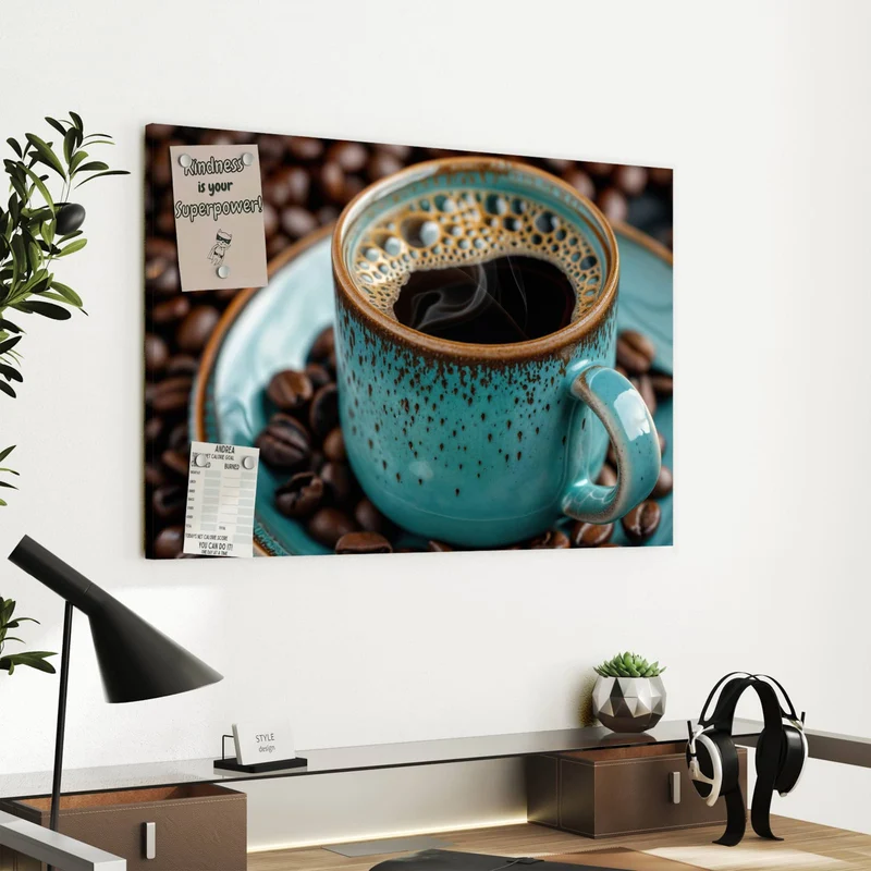 Metall Magnettafel - Türkise Kaffeetasse
