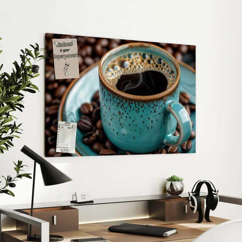 Metall Magnettafel - Türkise Kaffeetasse