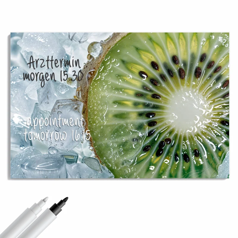 Metall Magnettafel - Kiwischeibe auf Eis