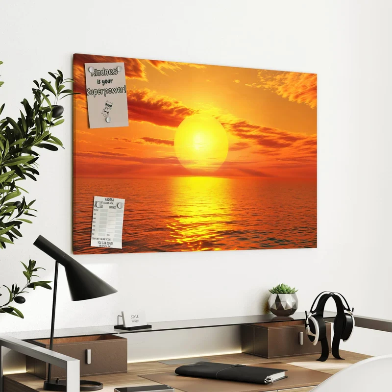 Metall Magnettafel - Sonnenuntergang am Meer