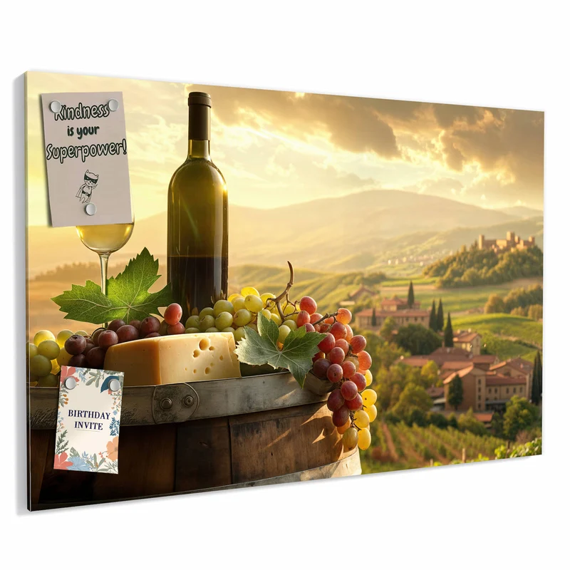 Metall Magnettafel - Wein und Käse
