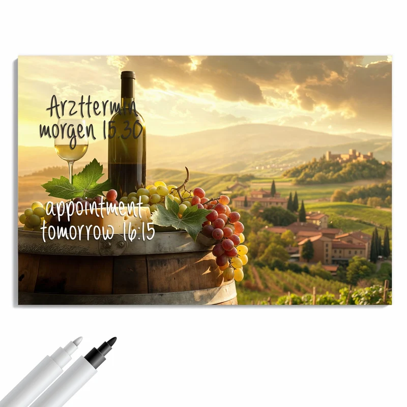 Metall Magnettafel - Wein und Käse
