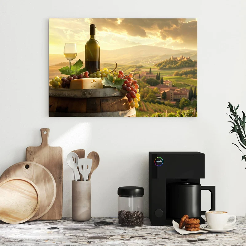 Metall Magnettafel - Wein und Käse