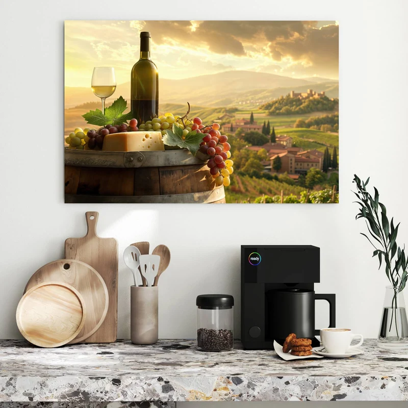 Metall Magnettafel - Wein und Käse