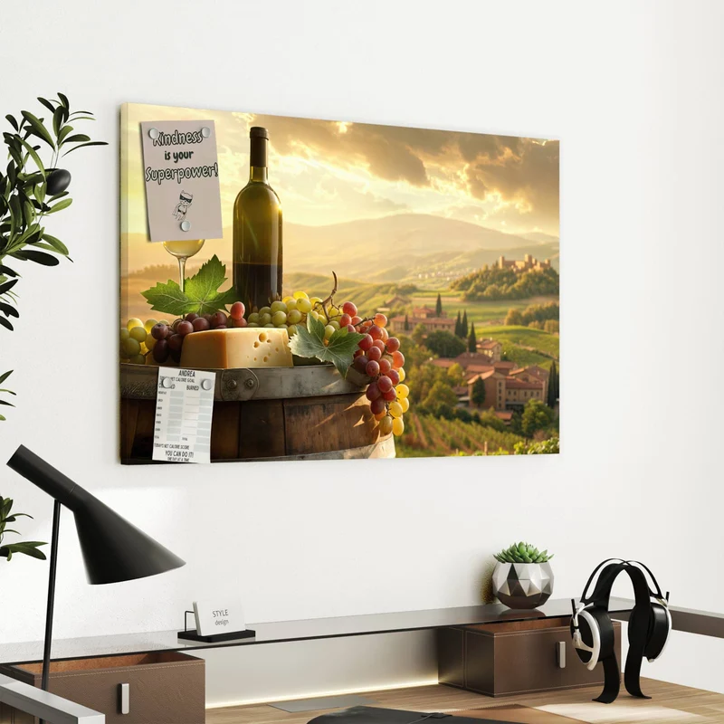 Metall Magnettafel - Wein und Käse