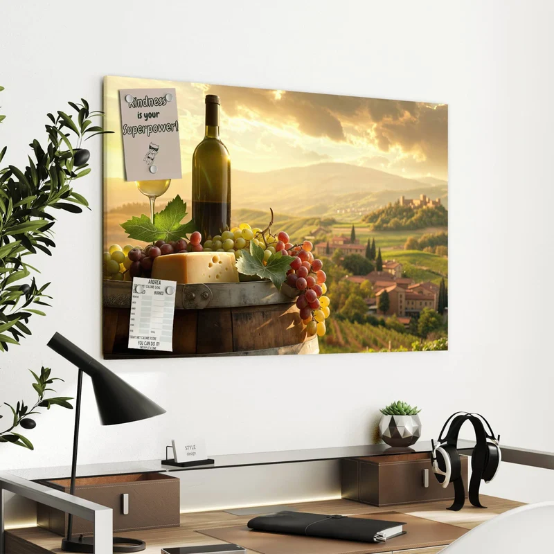 Metall Magnettafel - Wein und Käse