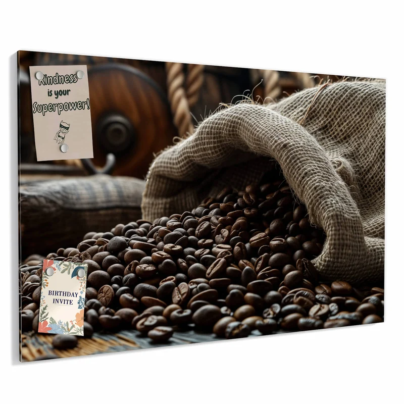 Metall Magnettafel - Kaffeesack mit Bohnen