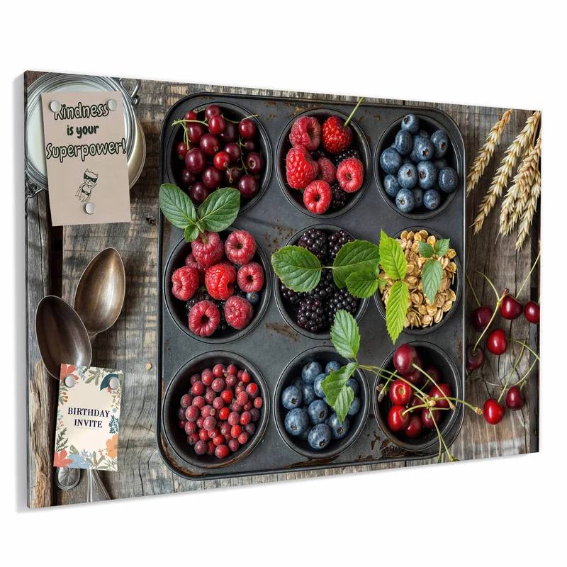 Metall Magnettafel - Beeren in Muffinform