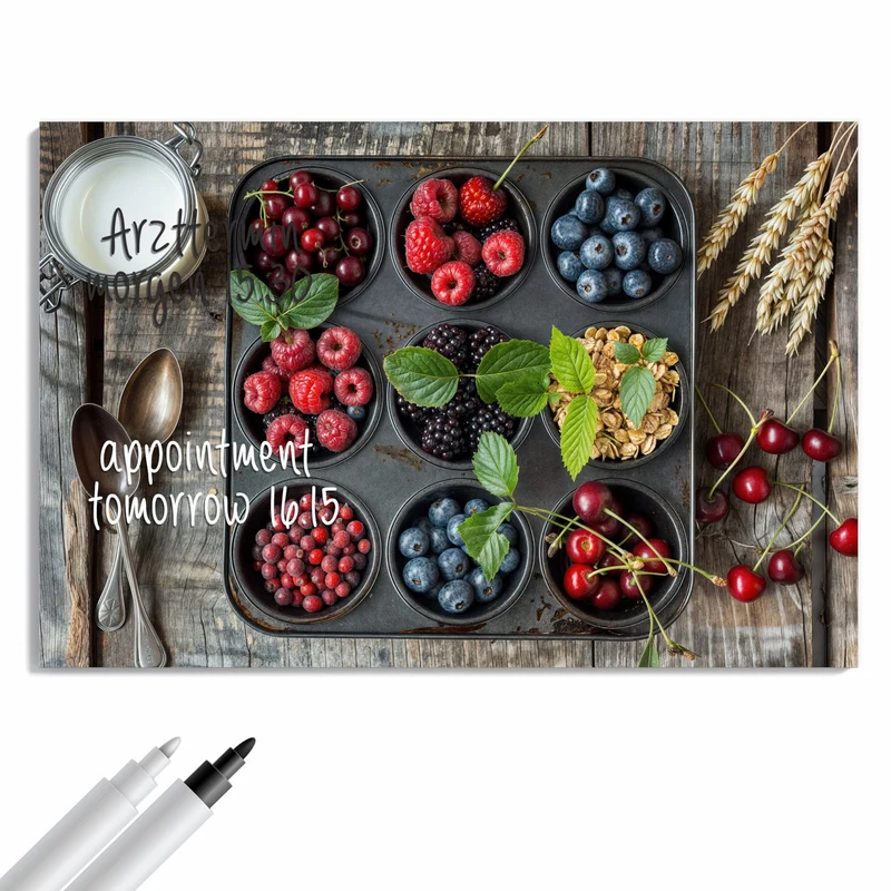 Metall Magnettafel - Beeren in Muffinform