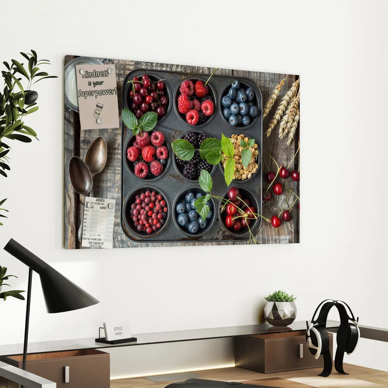 Metall Magnettafel - Beeren in Muffinform