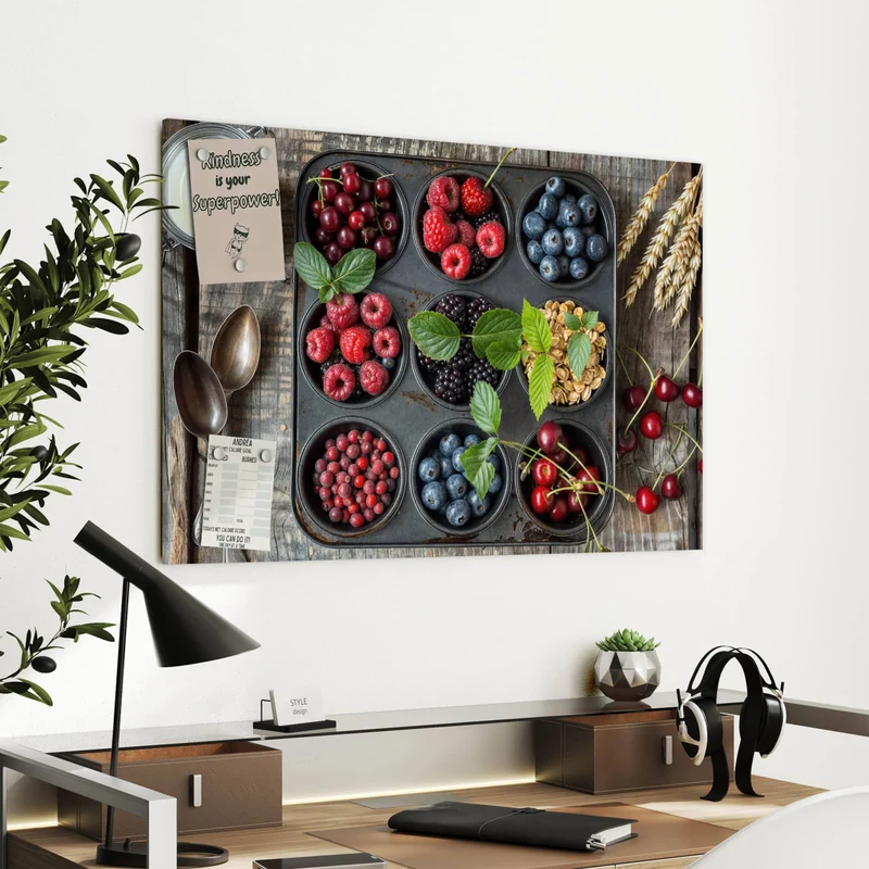 Metall Magnettafel - Beeren in Muffinform