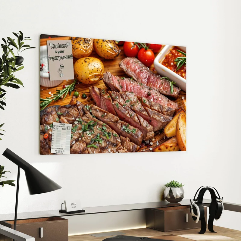 Metall Magnettafel - Steak mit Kartoffeln