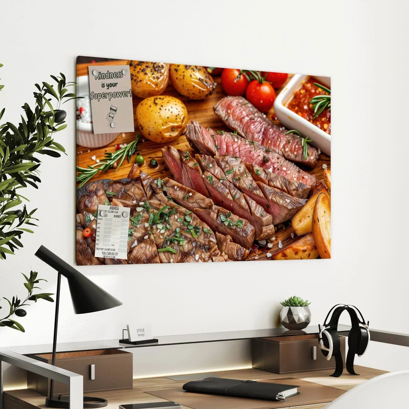 Metall Magnettafel - Steak mit Kartoffeln