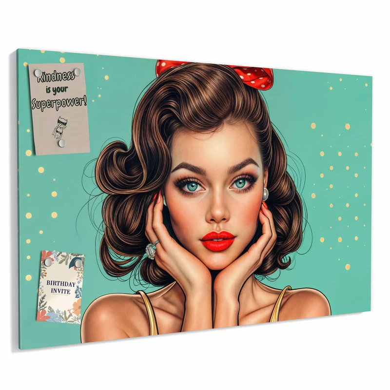 Metall Magnettafel - Frau mit roter Schleife