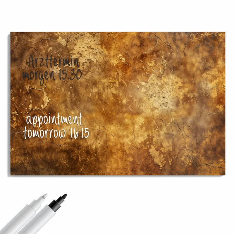 Metall Magnettafel - Risse in Ockerbraun