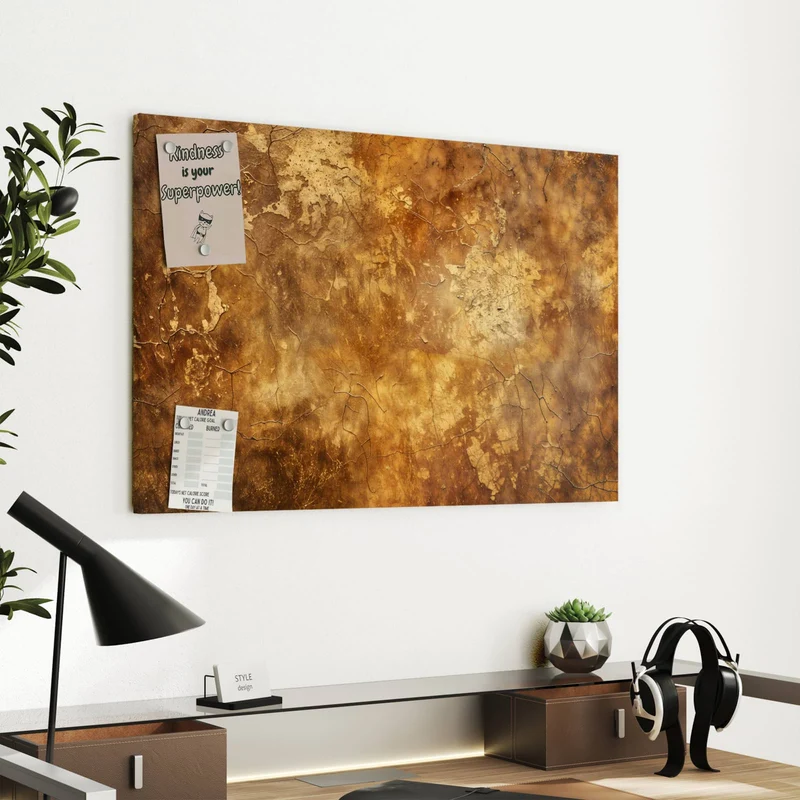 Metall Magnettafel - Risse in Ockerbraun
