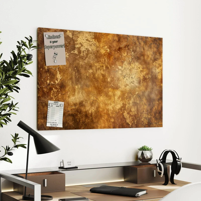 Metall Magnettafel - Risse in Ockerbraun