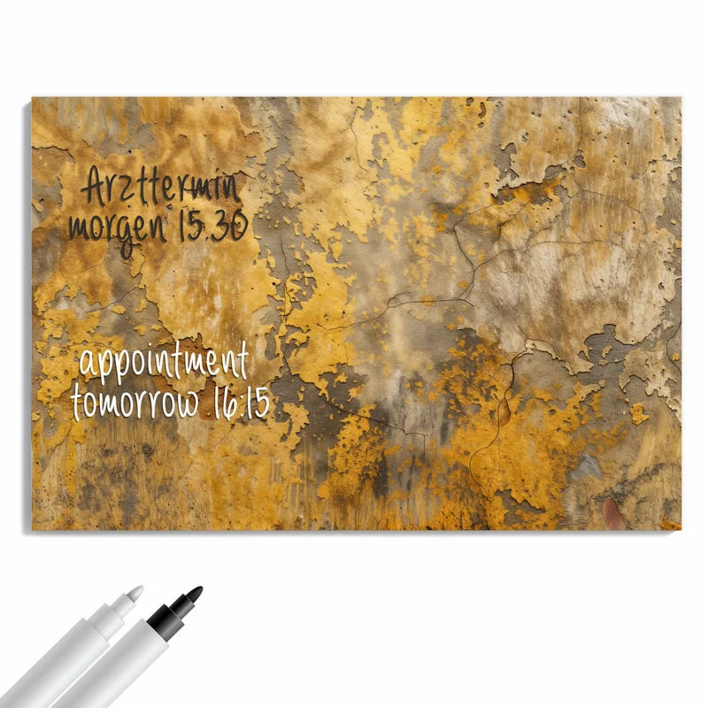 Metall Magnettafel - Gelbe Patina