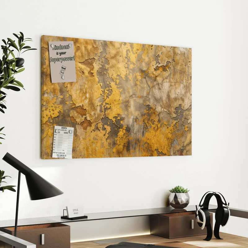 Metall Magnettafel - Gelbe Patina