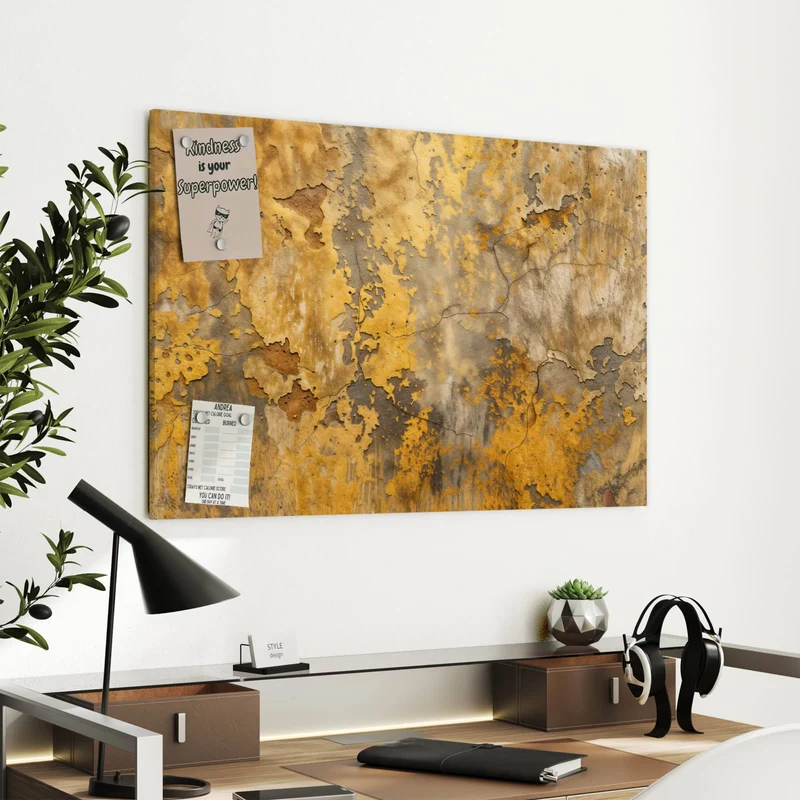 Metall Magnettafel - Gelbe Patina