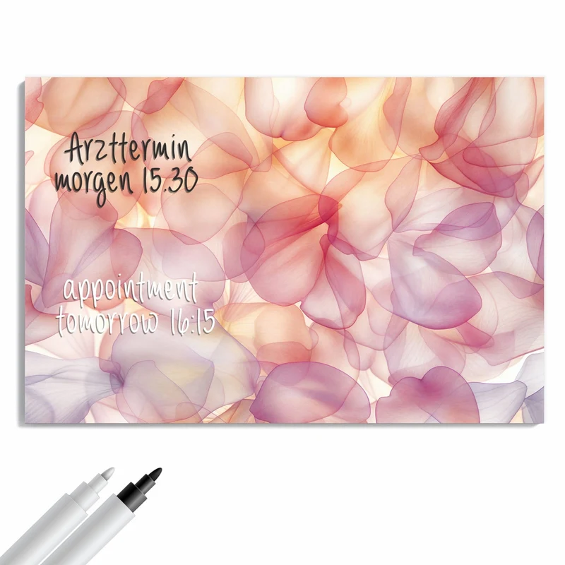 Metall Magnettafel - Rosa Blütenblätter