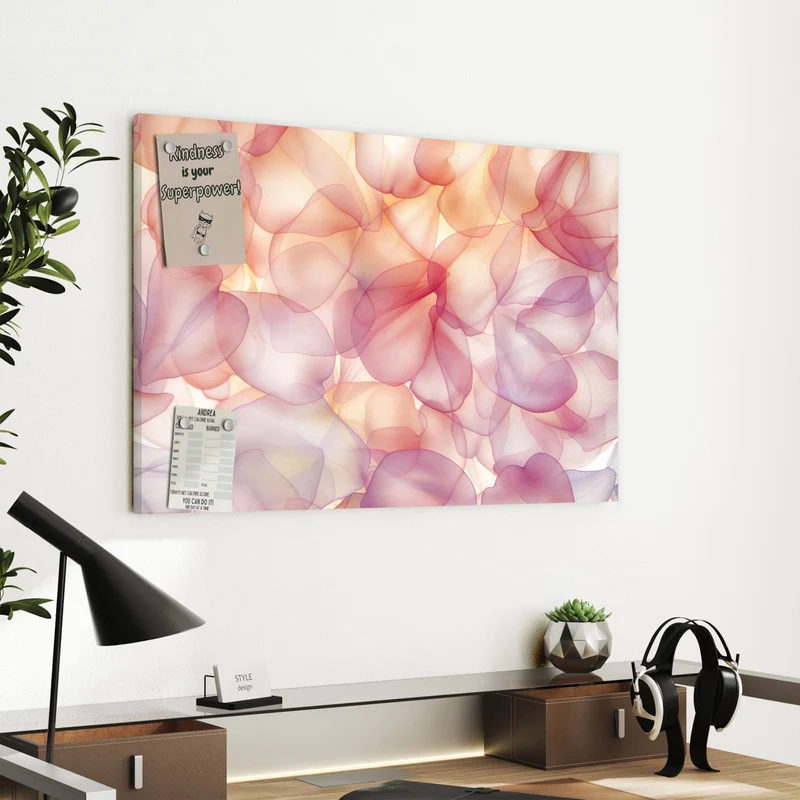 Metall Magnettafel - Rosa Blütenblätter