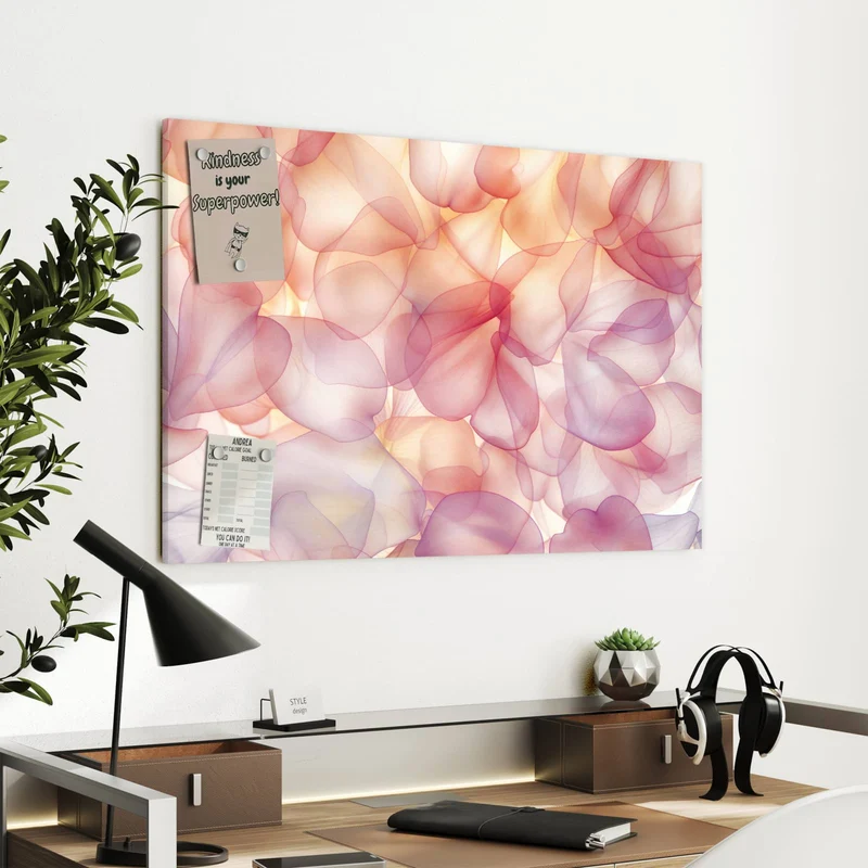 Metall Magnettafel - Rosa Blütenblätter