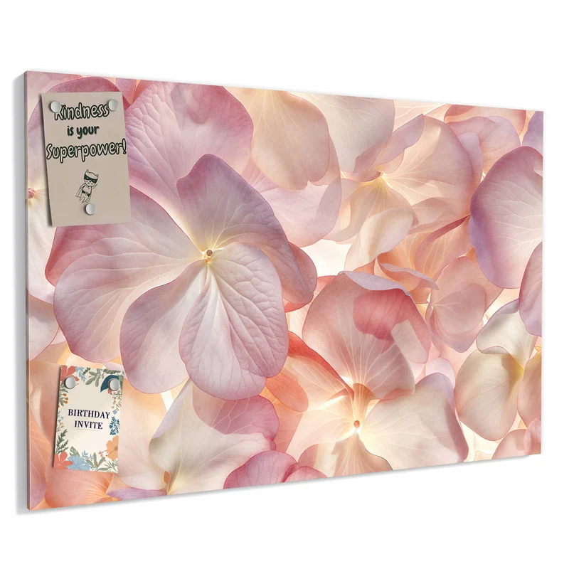 Metall Magnettafel - Hortensien in Pastell