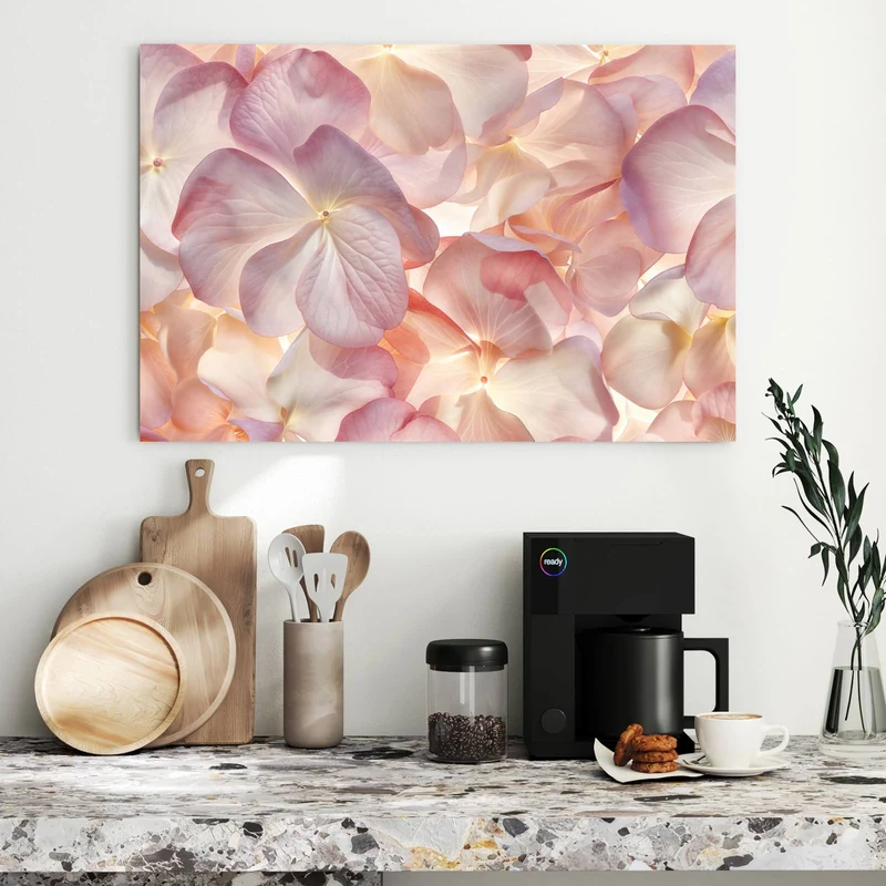 Metall Magnettafel - Hortensien in Pastell