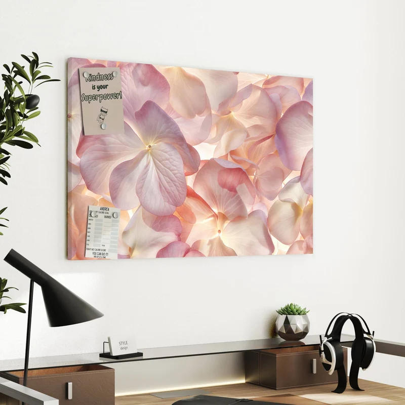 Metall Magnettafel - Hortensien in Pastell