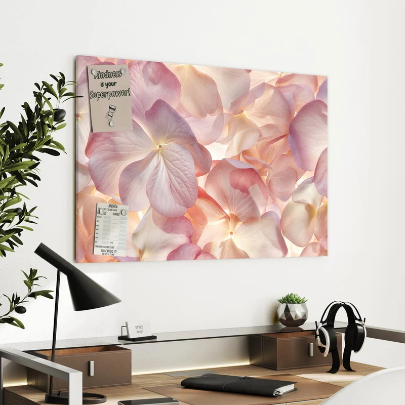 Metall Magnettafel - Hortensien in Pastell