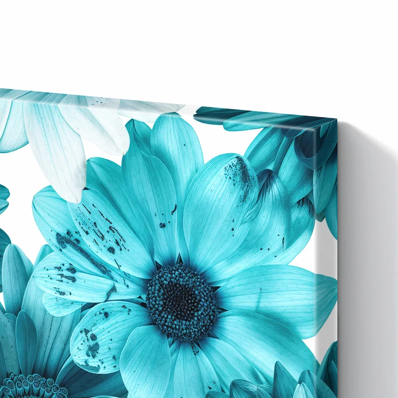 Metall Magnettafel - Türkisblaue Blüten