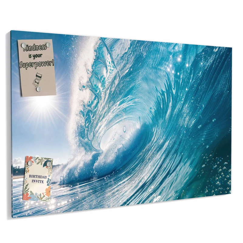 Metall Magnettafel - Blaue Welle mit Gischt