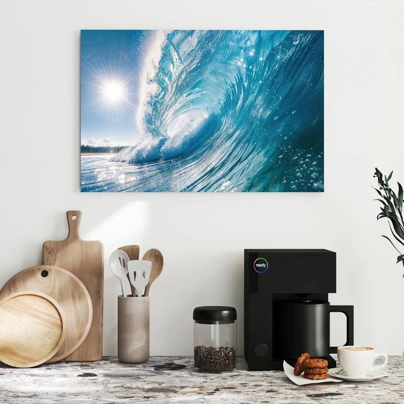 Metall Magnettafel - Blaue Welle mit Gischt