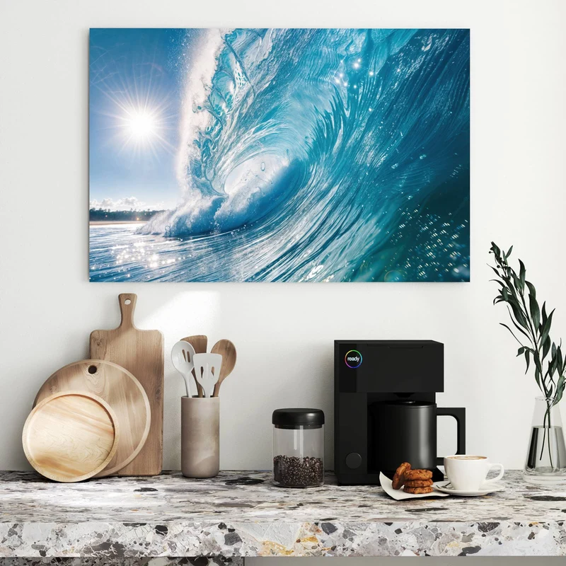 Metall Magnettafel - Blaue Welle mit Gischt