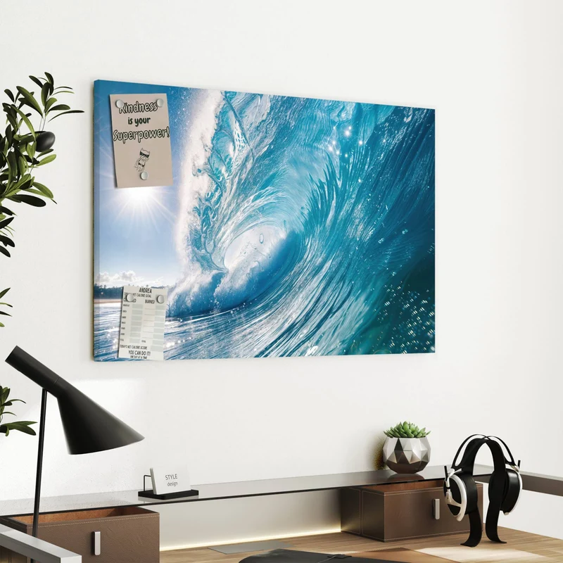 Metall Magnettafel - Blaue Welle mit Gischt