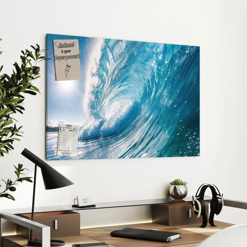 Metall Magnettafel - Blaue Welle mit Gischt