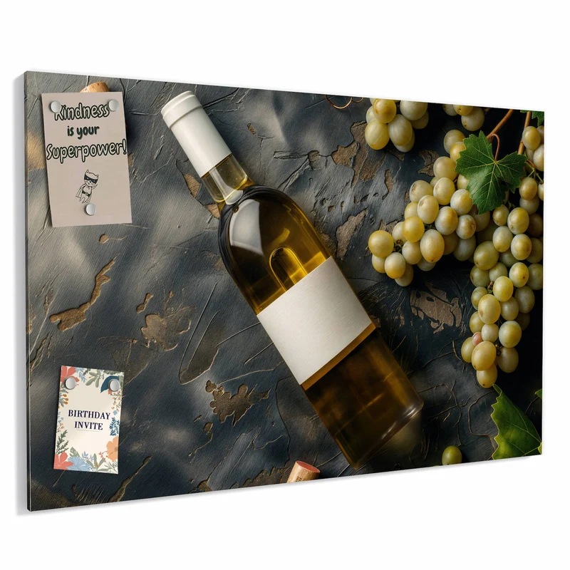 Metall Magnettafel - Weißwein mit Trauben