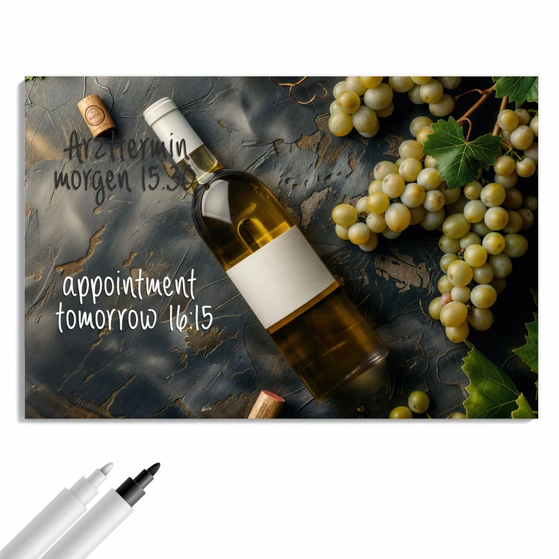Metall Magnettafel - Weißwein mit Trauben