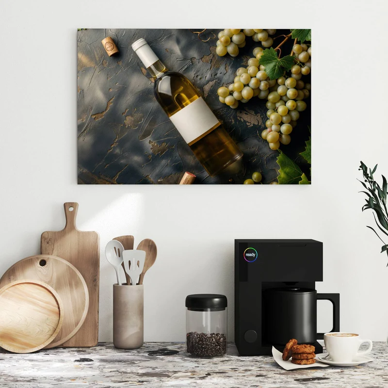 Metall Magnettafel - Weißwein mit Trauben