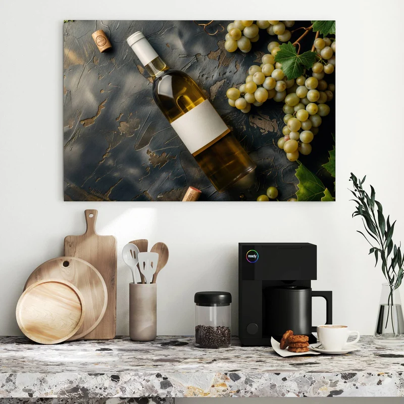 Metall Magnettafel - Weißwein mit Trauben