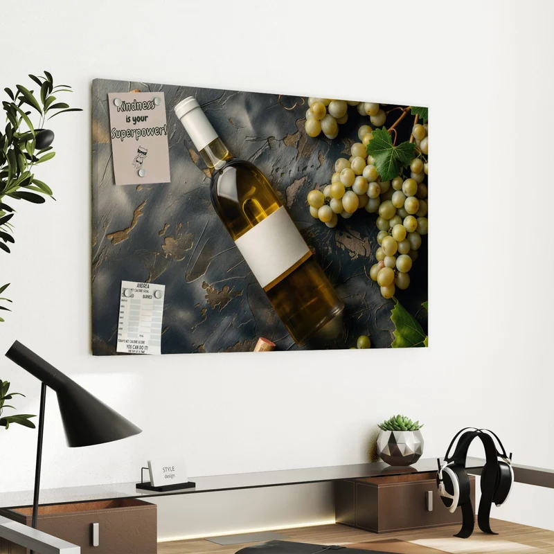 Metall Magnettafel - Weißwein mit Trauben